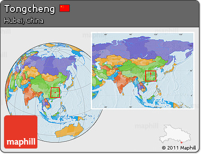 Political Location Map of Tongcheng, within the entire country