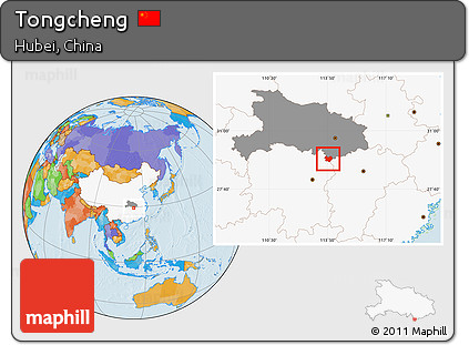 Political Location Map of Tongcheng, highlighted country, highlighted parent region