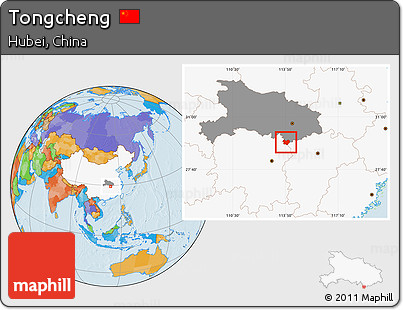 Political Location Map of Tongcheng, highlighted country, highlighted parent region