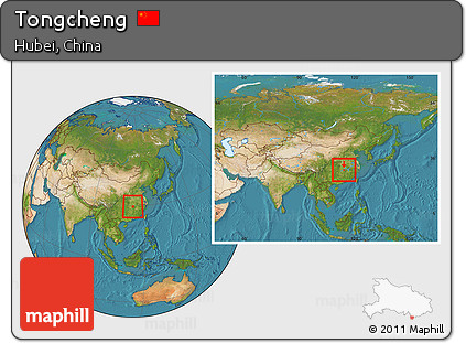 Satellite Location Map of Tongcheng, within the entire country