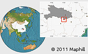 Satellite Location Map of Tongcheng, highlighted country, highlighted parent region