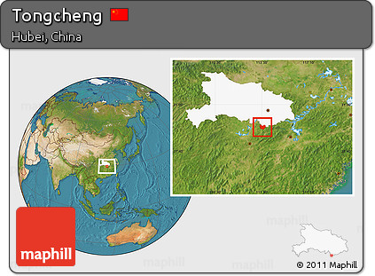 Satellite Location Map of Tongcheng, highlighted parent region