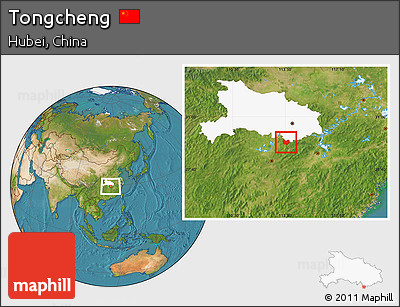 Satellite Location Map of Tongcheng, highlighted parent region