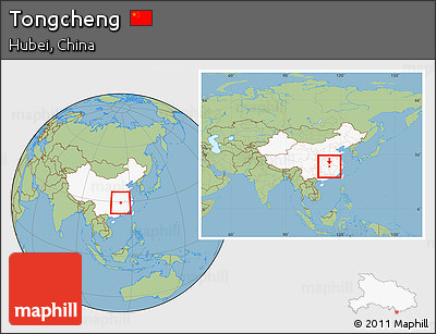 Savanna Style Location Map of Tongcheng, highlighted country, within the entire country