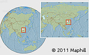 Savanna Style Location Map of Tongcheng, highlighted parent region, within the entire country, hill shading