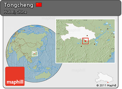 Savanna Style Location Map of Tongcheng, highlighted parent region, hill shading