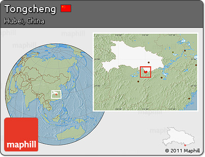 Savanna Style Location Map of Tongcheng, highlighted parent region, hill shading