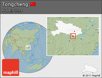 Savanna Style Location Map of Tongcheng, highlighted parent region, hill shading