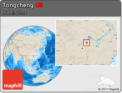 Shaded Relief Location Map of Tongcheng