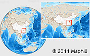 Shaded Relief Location Map of Tongcheng, highlighted country, within the entire country