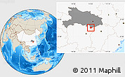 Shaded Relief Location Map of Tongcheng, highlighted country, highlighted parent region