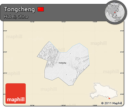 Classic Style Map of Tongcheng, single color outside