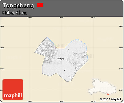 Classic Style Map of Tongcheng, single color outside