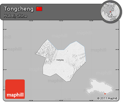 Gray Map of Tongcheng, single color outside
