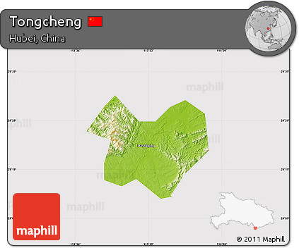 Physical Map of Tongcheng, cropped outside