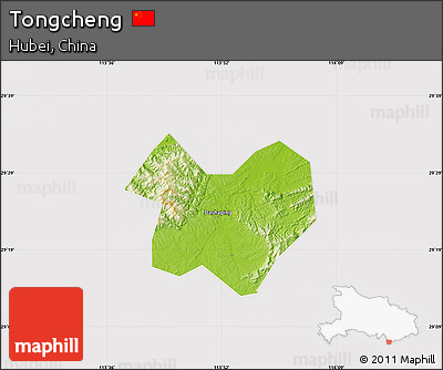 Physical Map of Tongcheng, cropped outside