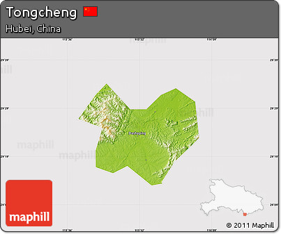 Physical Map of Tongcheng, cropped outside