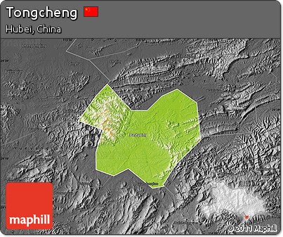 Physical Map of Tongcheng, darken, desaturated
