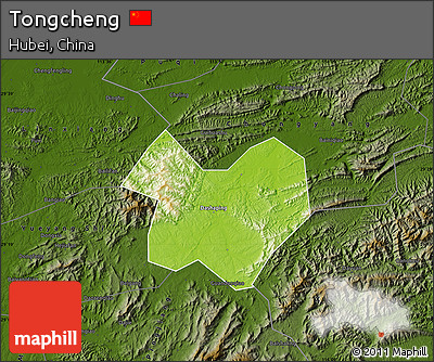 Physical Map of Tongcheng, darken