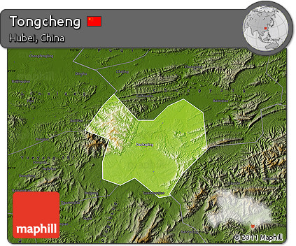 Physical Map of Tongcheng, darken