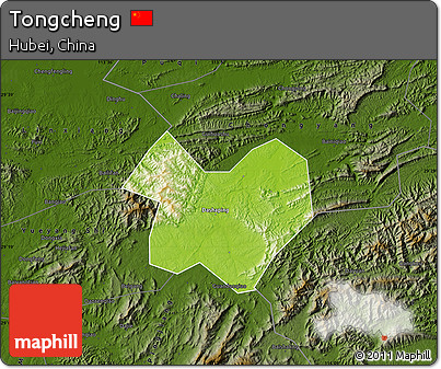 Physical Map of Tongcheng, darken