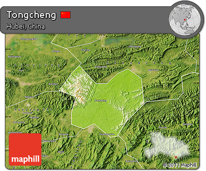 Physical Map of Tongcheng, satellite outside