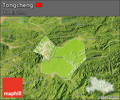 Physical Map of Tongcheng, satellite outside