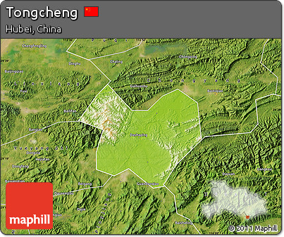 Physical Map of Tongcheng, satellite outside