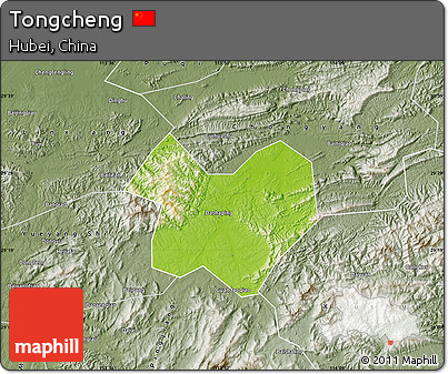 Physical Map of Tongcheng, semi-desaturated