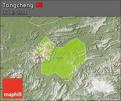 Physical Map of Tongcheng, semi-desaturated