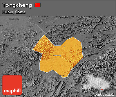 Political Map of Tongcheng, darken, desaturated