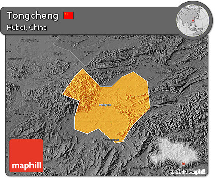 Political Map of Tongcheng, darken, desaturated