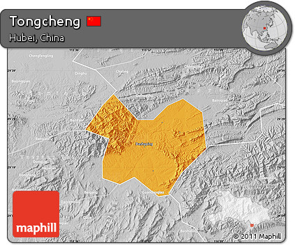 Political Map of Tongcheng, lighten, desaturated