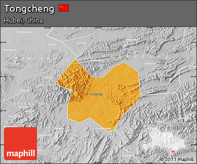 Political Map of Tongcheng, lighten, desaturated