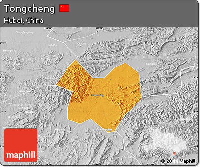 Political Map of Tongcheng, lighten, desaturated