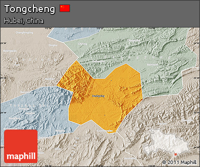 Political Map of Tongcheng, lighten, semi-desaturated