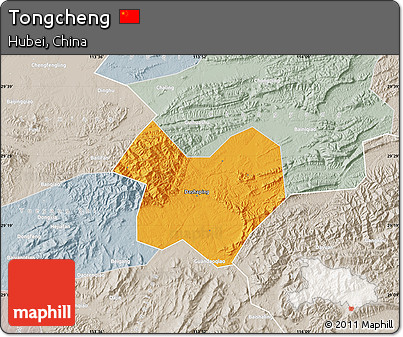 Political Map of Tongcheng, lighten, semi-desaturated