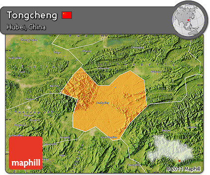 Political Map of Tongcheng, satellite outside