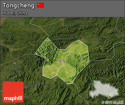Satellite Map of Tongcheng, darken
