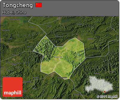 Satellite Map of Tongcheng, darken
