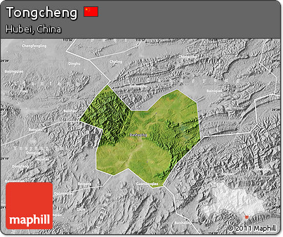 Satellite Map of Tongcheng, lighten, desaturated