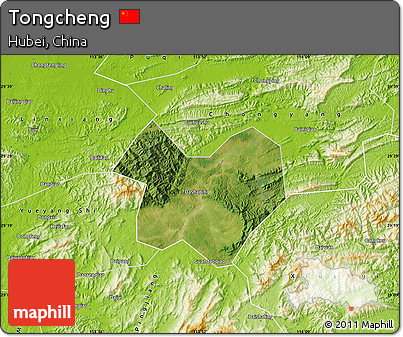 Satellite Map of Tongcheng, physical outside