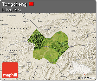 Satellite Map of Tongcheng, shaded relief outside
