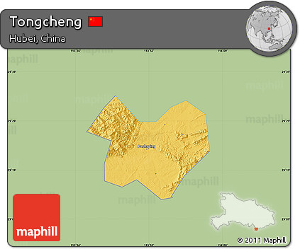 Savanna Style Map of Tongcheng, single color outside