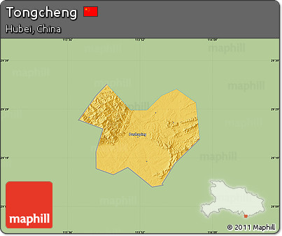 Savanna Style Map of Tongcheng, single color outside