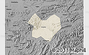 Shaded Relief Map of Tongcheng, darken, desaturated