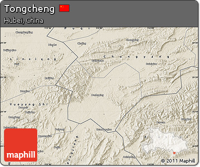 Shaded Relief Map of Tongcheng