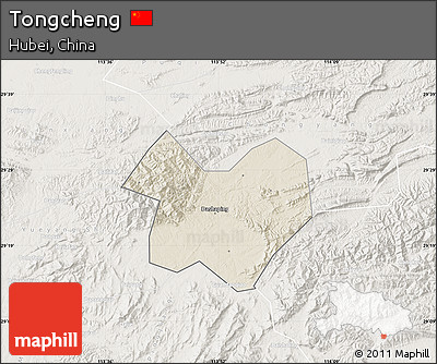 Shaded Relief Map of Tongcheng, lighten