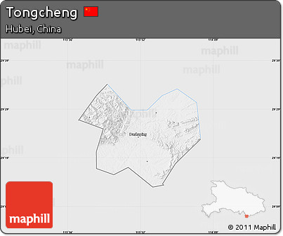 Silver Style Map of Tongcheng, single color outside