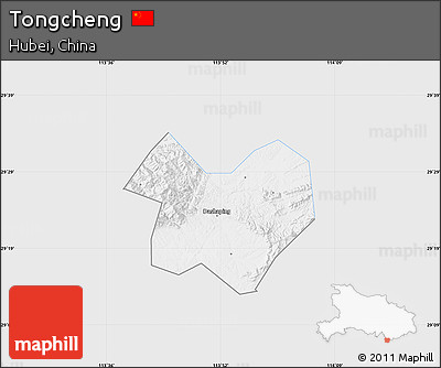 Silver Style Map of Tongcheng, single color outside
